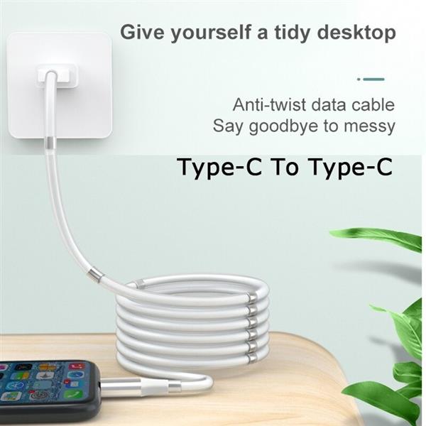 Grote foto drphone mag 3a kabel magnetisch oprolsysteem geschikt voor usb c naar usb c 1 meter oplaad k telecommunicatie opladers en autoladers
