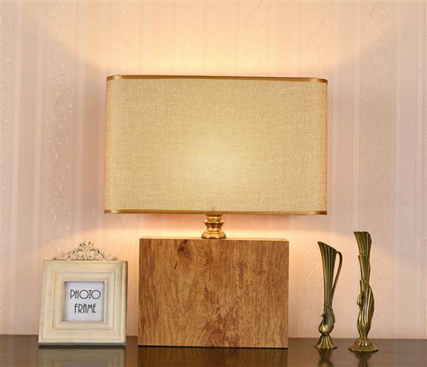 Grote foto tafellamp modern hout met beige kap 50 cm valott ayote huis en inrichting overige