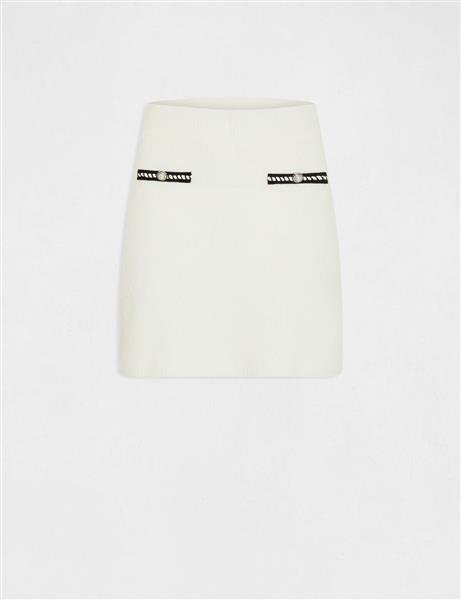 Grote foto rechte korte gebreide rok 232 jkate off white kleding dames jurken en rokken