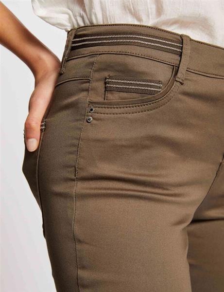 Grote foto slim trousers with wet effect 212 palona khaki kleding dames broeken en pantalons