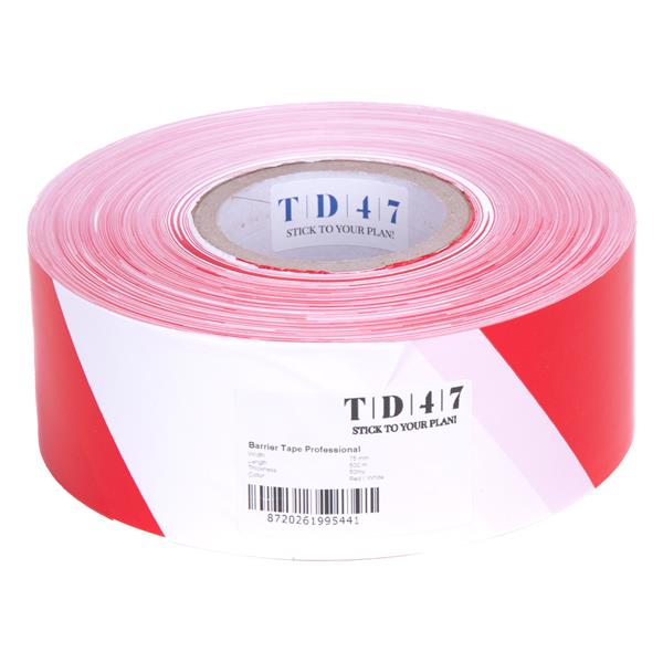 Grote foto td47 afzetlint professional rood wit 75mm x 500m doe het zelf en verbouw gereedschappen en machines