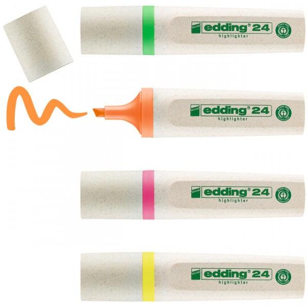 Grote foto edding 24 ecoline tekst marker assortiment set 4 kleuren 2 5 mm schuin doe het zelf en verbouw gereedschappen en machines