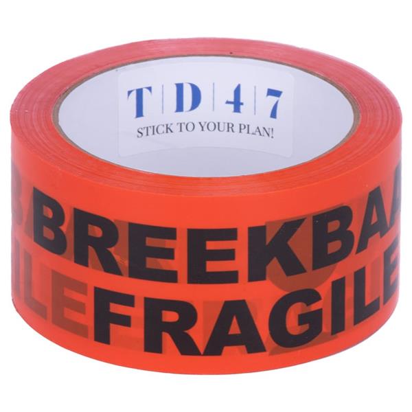 Grote foto td47 verpakkingstape breekbaar fragile 50mm x 66m oranje 36 rollen doe het zelf en verbouw materialen en producten