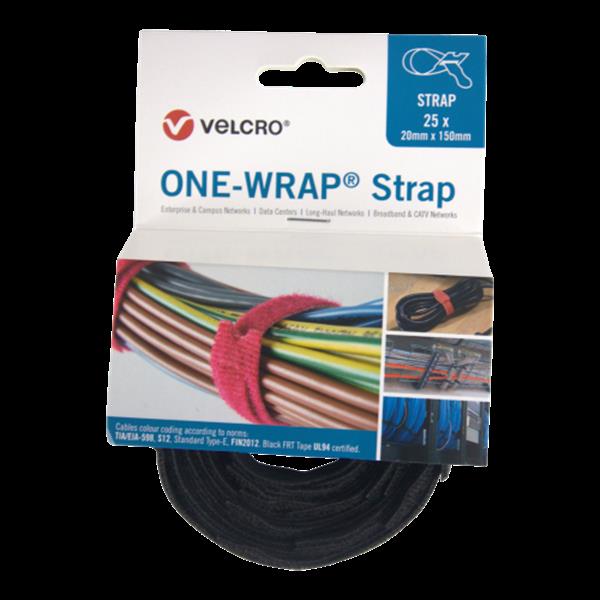 Grote foto velcro one wrap klittenband kabelbinder 20mm x 150mm zwart frt doe het zelf en verbouw materialen en producten