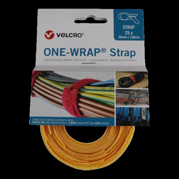 Grote foto velcro one wrap klittenband kabelbinder 20mm x 330mm geel doe het zelf en verbouw materialen en producten