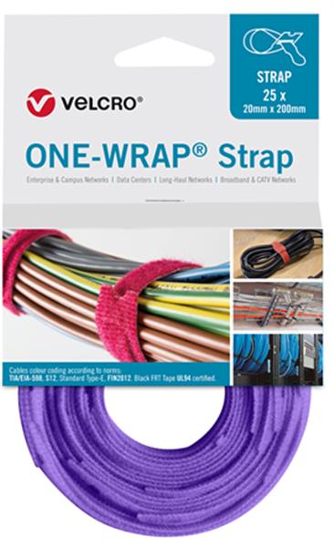 Grote foto velcro one wrap klittenband kabelbinder 20mm x 200mm paars doe het zelf en verbouw materialen en producten