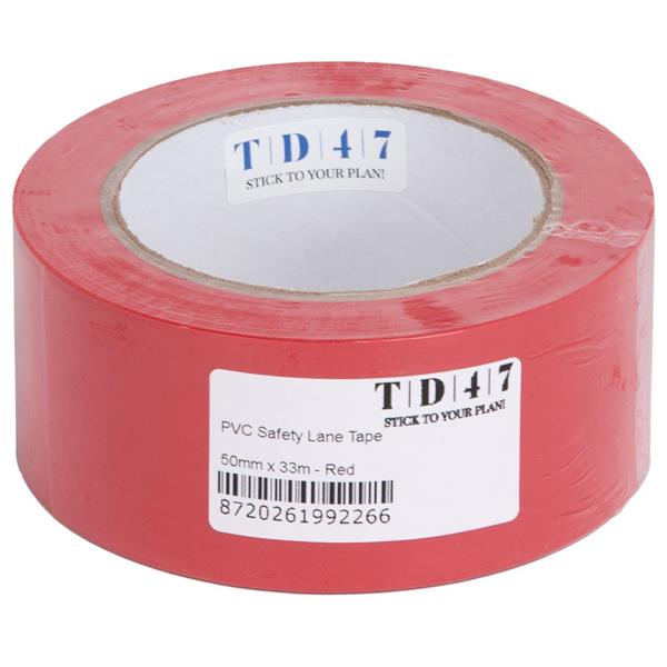 Grote foto td47 pvc safety markeringstape 50mm x 33m rood doe het zelf en verbouw materialen en producten