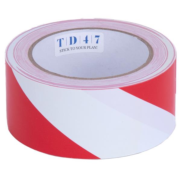 Grote foto td47 pvc safety markeringstape 50mm x 33m rood wit doe het zelf en verbouw materialen en producten
