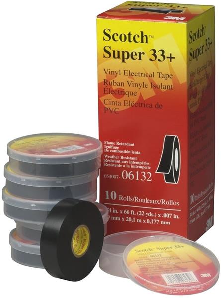 Grote foto scotch 3m super 33 professional isolatietape 19mm x 20m zwart 10 pack doe het zelf en verbouw materialen en producten