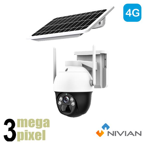 Grote foto nivian 3mp 4g camera microfoon en speaker accu zonnepaneel cam02s solar4g audio tv en foto videobewakingsapparatuur