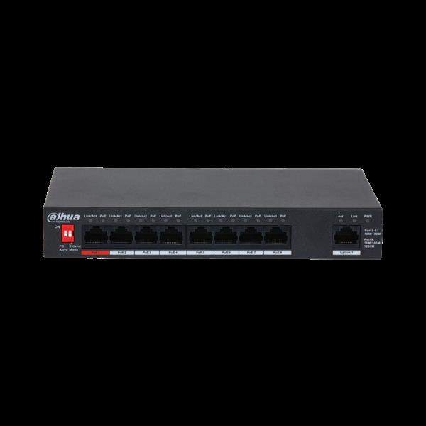 Grote foto dahua poe switch 96w unmanaged 8 poorten 1 uplink tot 100mbps pfs3009 8et1gt 96 computers en software netwerkkaarten routers en switches