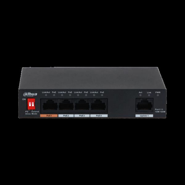 Grote foto dahua poe switch 60w unmanaged 4 poorten 1 uplink tot 100mbps pfs3005 4et 60 computers en software netwerkkaarten routers en switches
