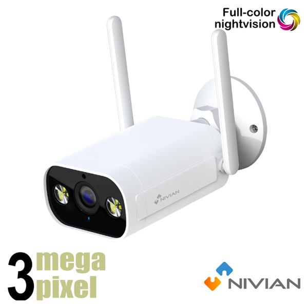 Grote foto nivian 3mp full color wifi camera sd kaart slot microfoon speaker witte leds ipc 02 l audio tv en foto videobewakingsapparatuur
