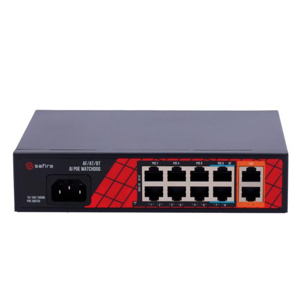 Grote foto safire poe switch 8 poorten 2 uplink 120w tot 100mbps sw1008hipoe h 120 computers en software netwerkkaarten routers en switches