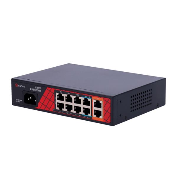 Grote foto safire poe switch 8 poorten 2 uplink 120w tot 100mbps sf sw1008hipoe h 120 computers en software netwerkkaarten routers en switches