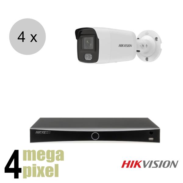 Grote foto hikvision 4mp ip camerasysteem 4 camera colorvu hik004 audio tv en foto videobewakingsapparatuur
