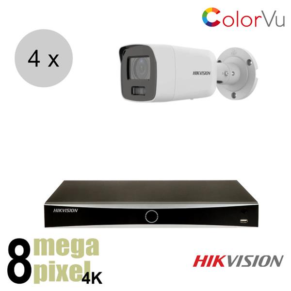 Grote foto hikvision 4k 8mp ip camerasysteem 4 camera colorvu hik002 audio tv en foto videobewakingsapparatuur