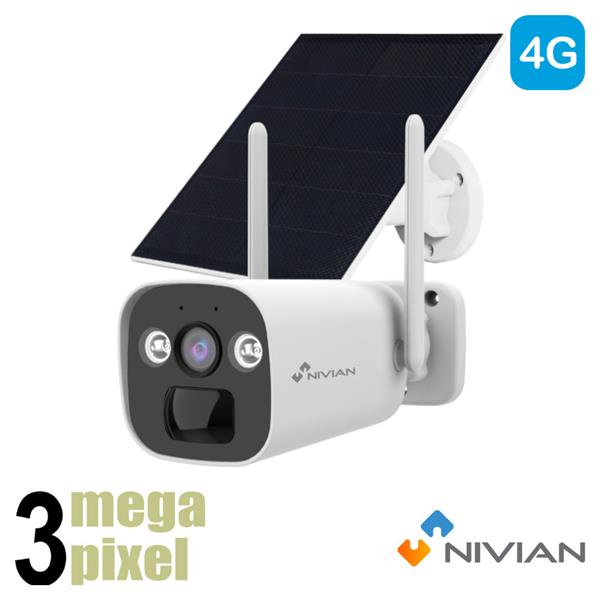 Grote foto nivian 3mp 4g camera microfoon en speaker accu zonnepaneel cam01 solar4g audio tv en foto videobewakingsapparatuur