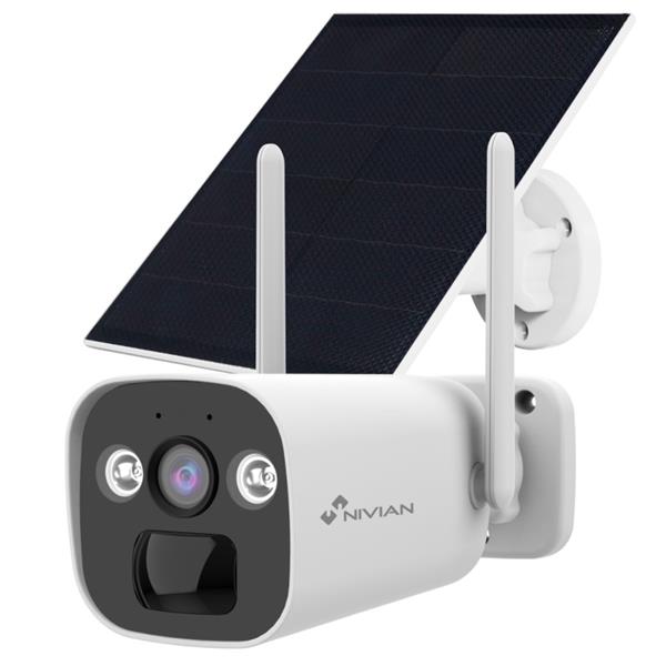 Grote foto nivian 3mp 4g camera microfoon en speaker accu zonnepaneel cam01 solar4g audio tv en foto videobewakingsapparatuur