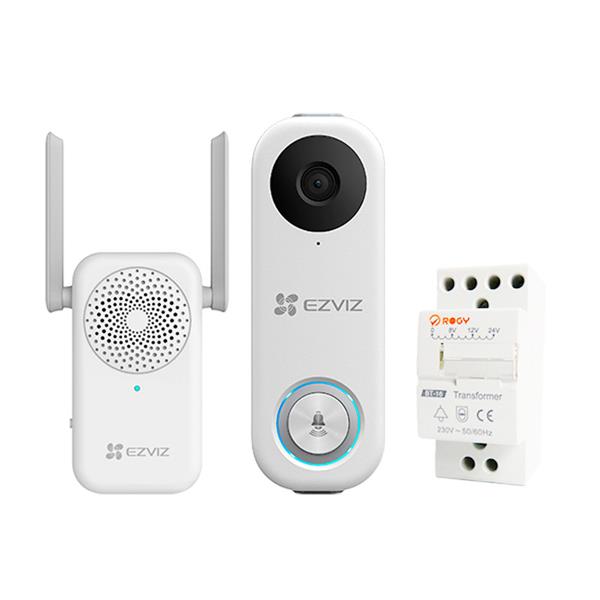 Grote foto ezviz full hd wifi deurbel kit met gong en travo 2 1 mm lens ezdb1c audio tv en foto videobewakingsapparatuur