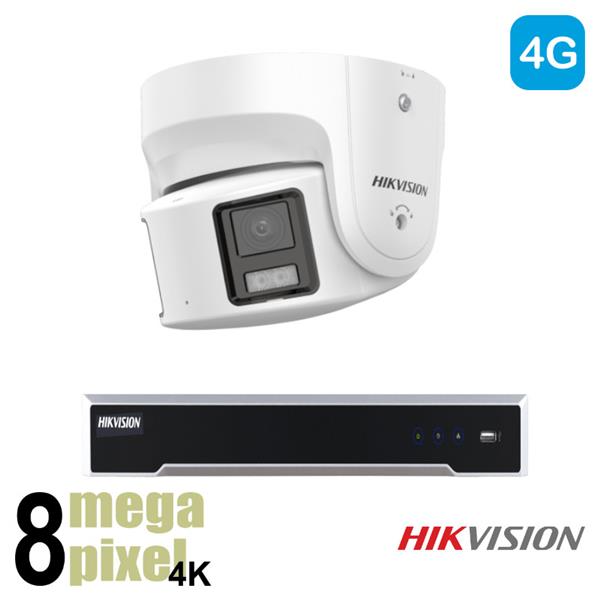 Grote foto hikvision 4g nvr in combinatie met n colorvu 4k panorama camera 4gs18h1 audio tv en foto videobewakingsapparatuur
