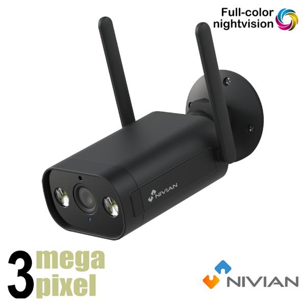 Grote foto nivian 3mp full color wifi camera sd kaart slot microfoon speaker witte leds ipc 02b l audio tv en foto videobewakingsapparatuur