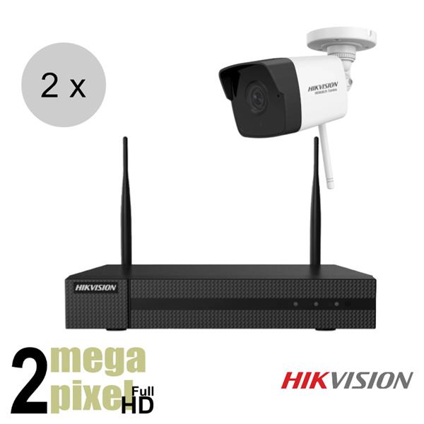 Grote foto hikvision full hd wifi camerasysteem 30m nachtzicht 2x bullet camera wis22h1 audio tv en foto videobewakingsapparatuur