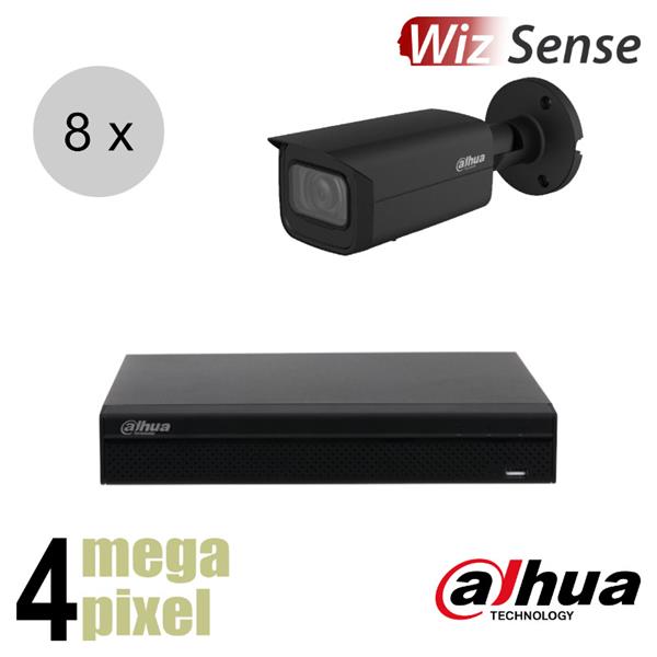 Grote foto dahua 4mp ip cameraset wizsense 8 bullet camera starlight motorzoom 60m ips84dbm2 audio tv en foto videobewakingsapparatuur