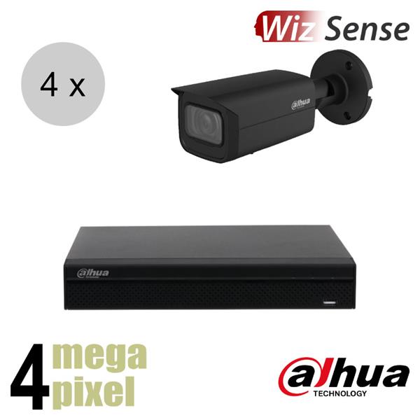 Grote foto dahua 4mp ip cameraset wizsense 4 bullet camera starlight motorzoom 60m ips44dbm2 audio tv en foto videobewakingsapparatuur