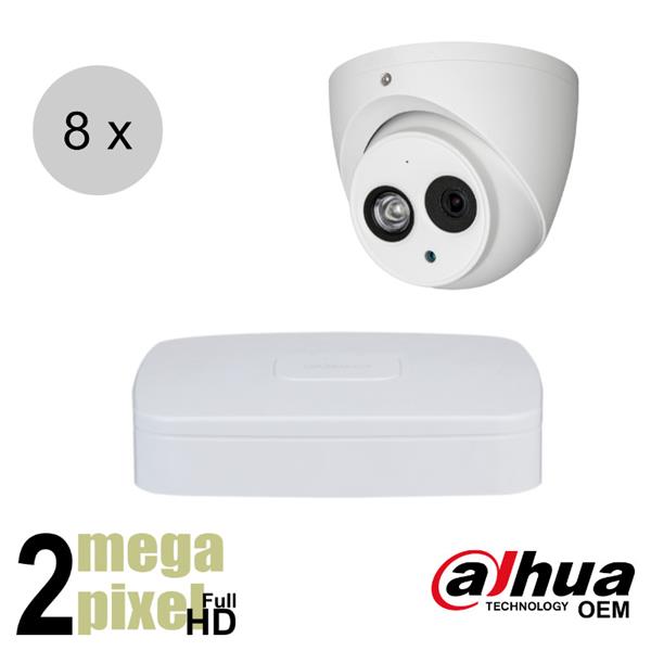 Grote foto dahua oem full hd cvi camerasysteem 50m nachtzicht 8 camera cvs262 audio tv en foto videobewakingsapparatuur