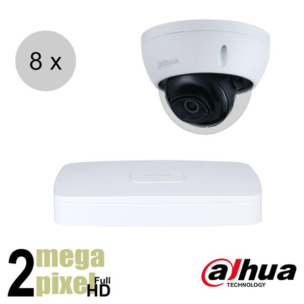 Grote foto dahua full hd ip cameraset wizsense 8 dome camera starlight audio 2.8mm 30m ips82dd1 audio tv en foto videobewakingsapparatuur