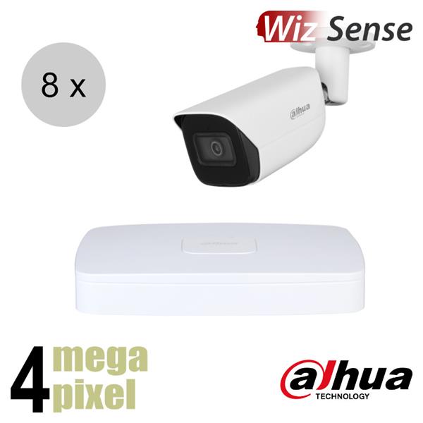 Grote foto dahua 4mp ip cameraset wizsense 8 bullet camera starlight audio 2.8mm 50m ips84db1 audio tv en foto professionele video apparatuur