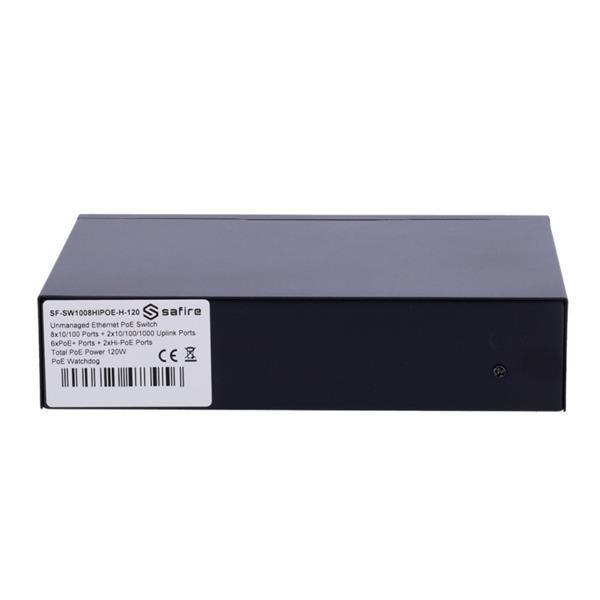 Grote foto safire poe switch 120w unmanaged 8 poorten 2 uplink tot 100mbps sf sw1008hipoe h 120 computers en software netwerkkaarten routers en switches