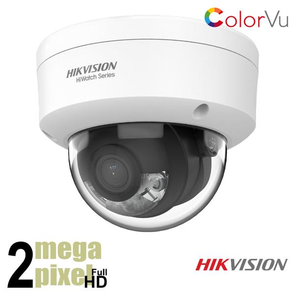 Grote foto hikvision full hd colorvu dome camera witte leds hwi d129h audio tv en foto professionele video apparatuur