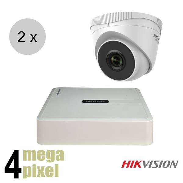 Grote foto hikvision 4mp ip camerasysteem hiwatch poe 2 camera hik201 audio tv en foto professionele video apparatuur