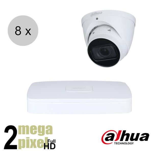 Grote foto dahua full hd ip cameraset wizsense 8 turret dome camera starlight audio 2.8mm 30m i audio tv en foto professionele video apparatuur