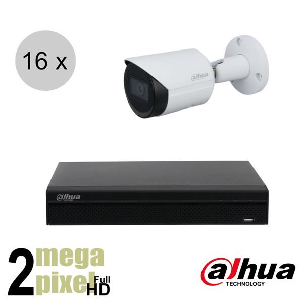 Grote foto dahua full hd ip cameraset wizsense 16 bullet camera starlight audio 2.8mm 30m ips16 audio tv en foto professionele video apparatuur