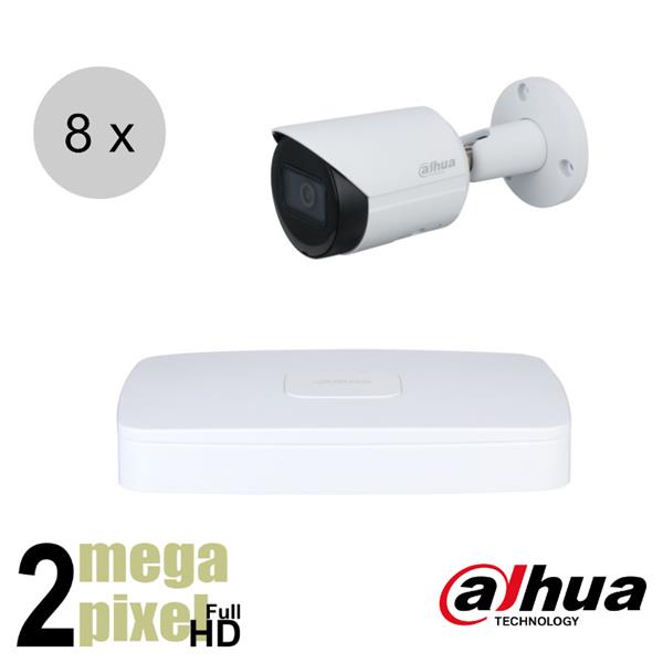 Grote foto dahua full hd ip cameraset wizsense 8 bullet camera starlight audio 2.8mm 30m ips82d audio tv en foto professionele video apparatuur