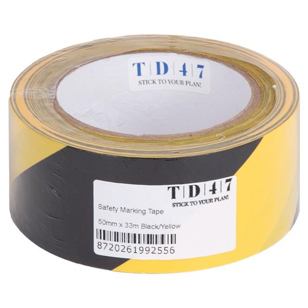 Grote foto td47 pvc safety markeringstape 50mm x 33m zwart geel doe het zelf en verbouw materialen en producten