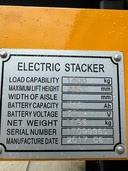 Grote foto vs 21517 elektrische stapelaar papro 3300mm initiele lift doe het zelf en verbouw hefwerktuigen