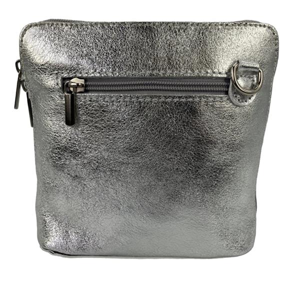 Grote foto silver diamond vera pelle italiaans leren schoudertasje rits rondom kleding dames sieraden