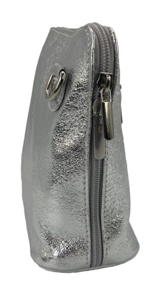 Grote foto silver diamond vera pelle italiaans leren schoudertasje rits rondom kleding dames sieraden