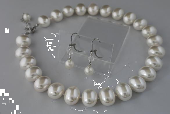 Grote foto shell pearl bergkristal ketting oorhanger set sieraden tassen en uiterlijk kettingen