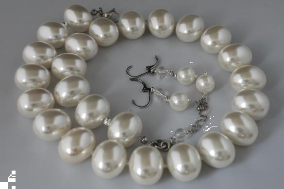 Grote foto shell pearl bergkristal ketting oorhanger set sieraden tassen en uiterlijk kettingen