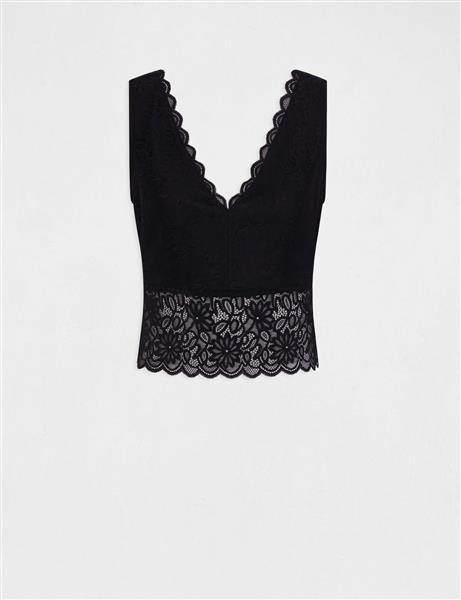 Grote foto vest top wide straps with lace 232 danse black kleding dames blouses