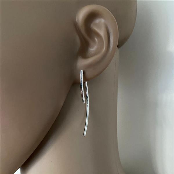 Grote foto zilveren jacket curved oorbellen sieraden tassen en uiterlijk oorbellen