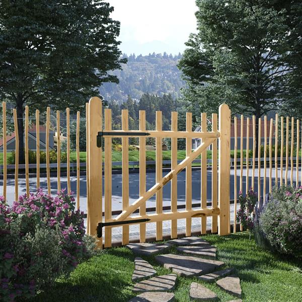 Grote foto vidaxl poort enkel 100x100 cm hazelaarhout tuin en terras hekken en schuttingen