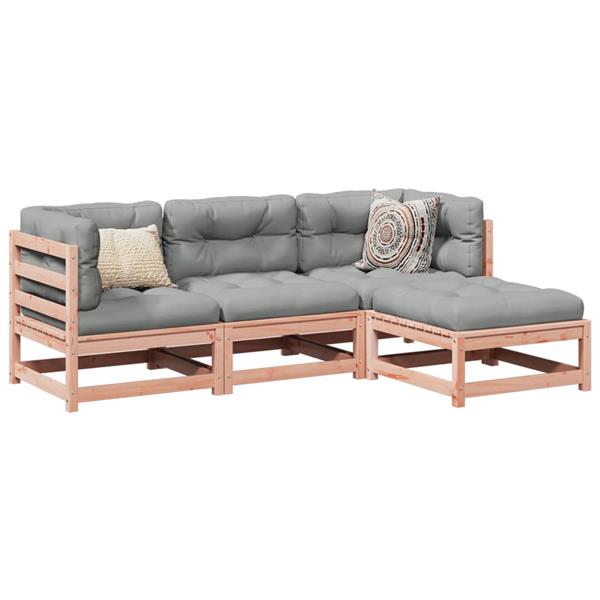 Grote foto vidaxl 4 delige loungeset met kussens massief douglas vurenhout tuin en terras tuinmeubelen