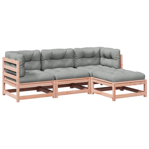 Grote foto vidaxl 4 delige loungeset met kussens massief douglas vurenhout tuin en terras tuinmeubelen