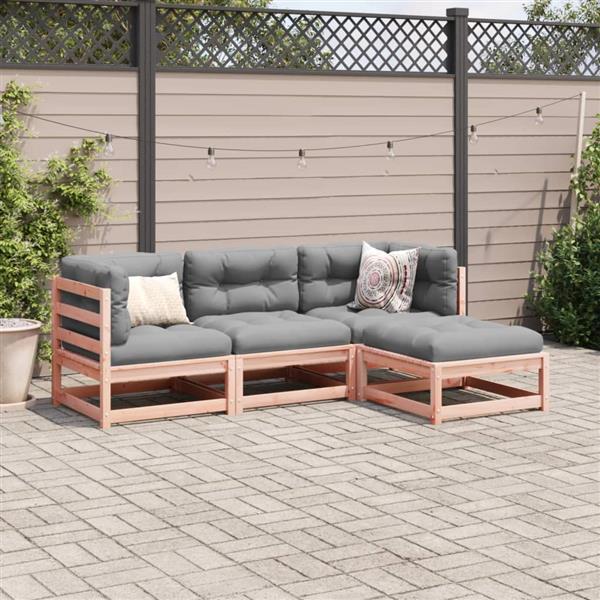 Grote foto vidaxl 4 delige loungeset met kussens massief douglas vurenhout tuin en terras tuinmeubelen
